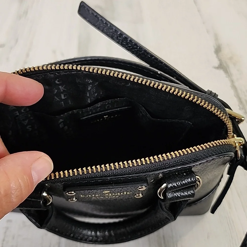 Kate Spade black mini Rachelle satchel purse handbag crossbody 100% cow leather - Picture 7 of 12
